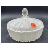 FROSTED HAND PAINTED LIDDED CANDY DISH