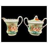 HAND PAINTED GERMANY ROSES CREAMER & SUGAR