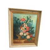 FLORAL STILL LIFE TEXTURED PRINT ON CANVAS