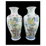 2 LARGE CHINESE PORCELAIN VASES WITH FLORAL MOTIFS