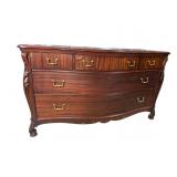 MAHOGANY HEAVY CARVED 5 DRAWER DRESSER