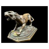 ANTIQUE BRONZE ROARING TIGER PANTHER
