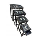 SET OF 4 CHINOISERIE EBONIZED DECORATED STACKING