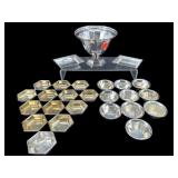 SET OF 24 STERLING SILVER SALT CELLARS, 1 FOOTED