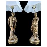 PR OF FRENCH FIGURAL TABLE LAMPS AS IS