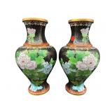2 CLOISONNE 12 IN VASES