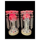 2 LARGE BOHEMIAN PRISM ELECTRIC MANTLE LUSTERS