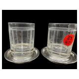 2 STERLING BASE WHISKEY GLASSES WITH STERLING