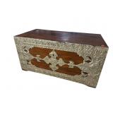 ORNATE METAL ADORNED EARLY BLANKET BOX