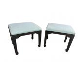 2 EBONIZED ORIENTAL RECTANGULAR STOOLS