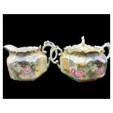 ANTIQUE R.S PRUSSIA HAND PAINTED ROSES CREAMER &