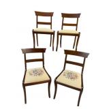 4 SOLID MAHOGANY SABER LEG CHAIRS