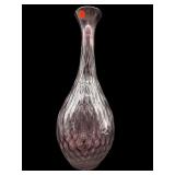 LARGE AMETHYST SCALLOPED ART GLASS VASE