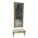 ITALIAN PAINT DECORATED MARBLE TOP PIER MIRROR