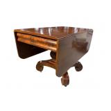 19TH CENT. EMPIRE LARGE DROP LEAF DINING TABLE