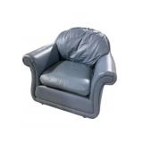 HANCOCK & MOORE BLUE LEATHER CLUB CHAIR