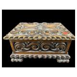 HEAVY CARVED MID CENTURY KEEPSAKE BOX
