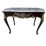 ANTIQUE ITALIAN MARBLE TOP GOLD DECORATED TABLE