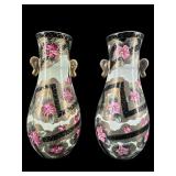 2 HAND PAINTED NIPPON GOLD MORIAGE FLOWER VASES