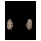 14K GOLD SHELL CARVED CAMEO EARRINGS