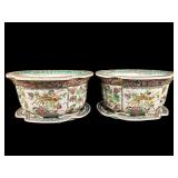 2 CHINESE ROSE MEDALLION PORCELAIN CACHE POTS