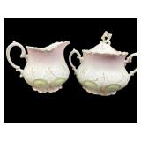 ANTIQUE PORCELAIN CREAMER & SUGAR
