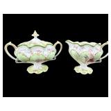 ANTIQUE PORCELAIN HAND PAINTED CREAMER & SUGAR SET