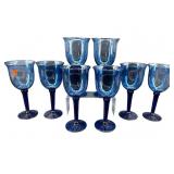 SET OF 8 LARGE COBALT WATER GOBLETS