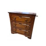 3 DRAWER WALNUT VICTORIAN CHEST, AS IS