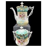 ANTIQUE ROYAL VIENNA TEA POT & SUGAR