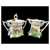 ANTIQUE R.S PRUSSIA HAND PAINTED CREAMER & SUGAR