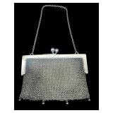 ART DECO STERLING SILVER MESH FLAPPER PURSE