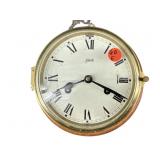 VINTAGE SCHATZ BRASS SHIPS CLOCK WITH KEY