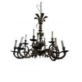 12 LIGHT BRONZE ORNATE CHANDELIER