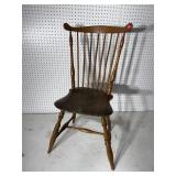 ANTIQUE PEGGED PLANK BOTTOM SADDLE SEAT WINDSOR