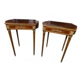 2 BRONZE ADORNED FRENCH BANDED TOP TALL TABLES