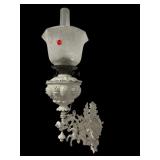 VICTORIAN CAST IRON ORNATE WALL MOUNTED LAMP;