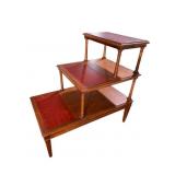 MAHOGANY LEATHER TOP STEP TABLE