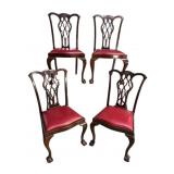 4 SOLID MAHOGANY CHIPPENDALE ANTIQUE CHAIRS