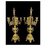 2 TALL ORNATE BRASS LOUIS XVI STYLE CANDELABRAS