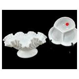 2 PCS OF FENTON ART GLASS MILK GLASS HOBNAIL