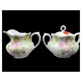 ANTIQUE R.S PRUSSIA HAND PAINTED ROSES CREAMER &