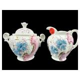 ANTIQUE PORCELAIN PAINTED CREAMER & SUGAR