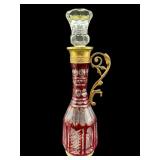 ANTIQUE VAL ST. LAMBERT RUBY CUT TO CLEAR DECANTER