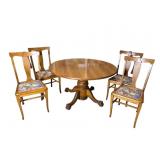 CLAW FOOT TABLE AND 4 CHAIRS
