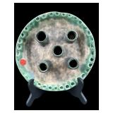 McCARTY POTTERY MOTTLED JADE GLAZE 5 PIPE CANDLE