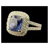 PLATINUM QUALITY BLUE SAPPHIRE & DIAMOND RING