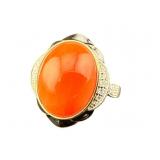 14K CORAL & DIAMOND RING