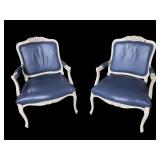 2 WOODMARK LEATHER FRENCH OPEN ARM CHAIRS