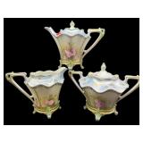 ANTIQUE R S PRUSSIA TIFFANY FINISH 3 PC TEASET